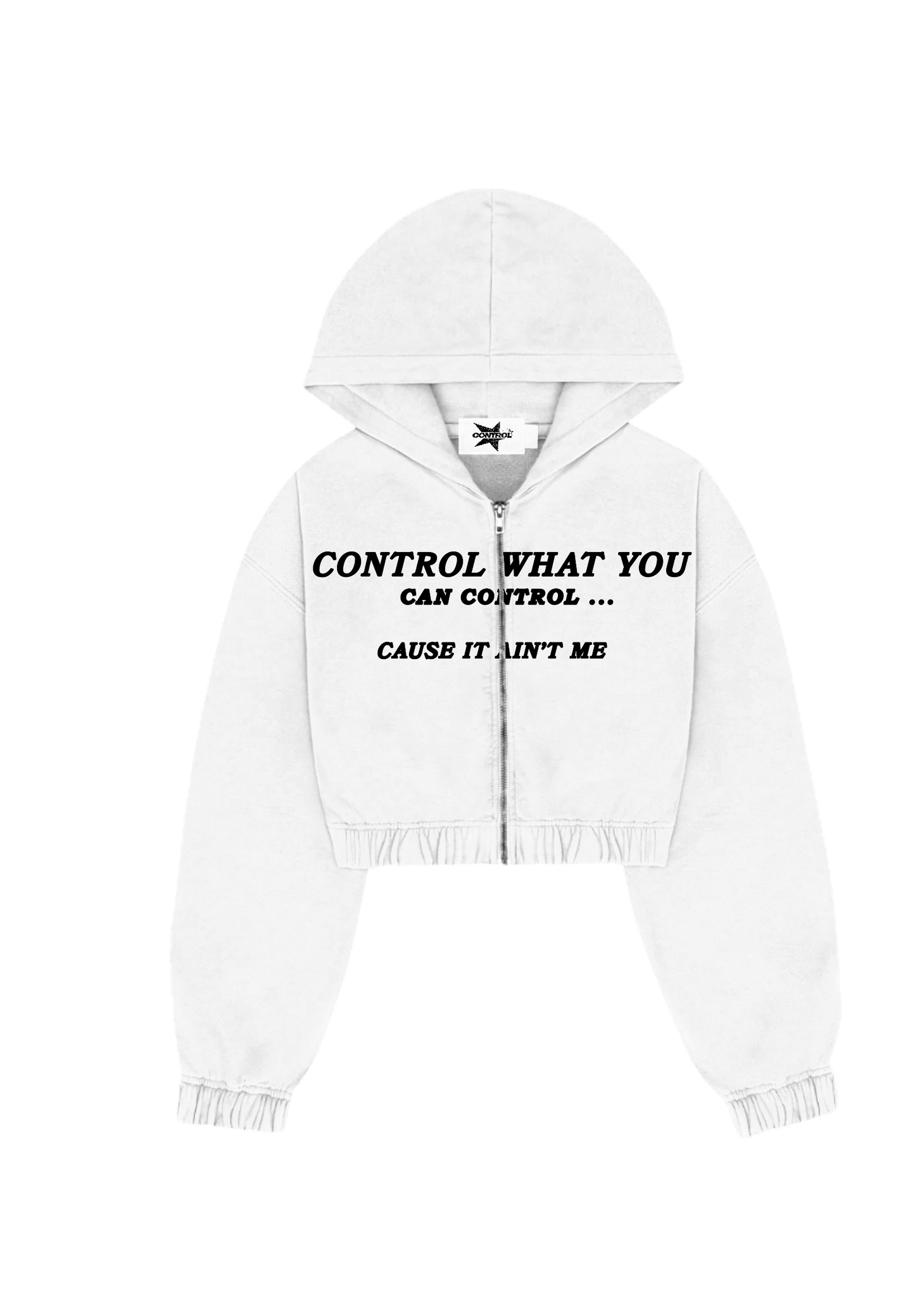 “Cause It Ain’t Me” Cropped Hoodie (White)